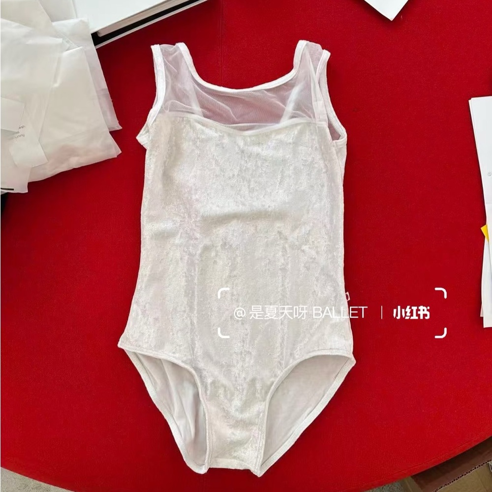 Yumiko crushed velvet white super cute Jane leotard size M